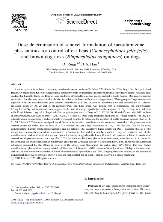 (PDF) Dose determination of a novel formulation of metaflumizone plus ...