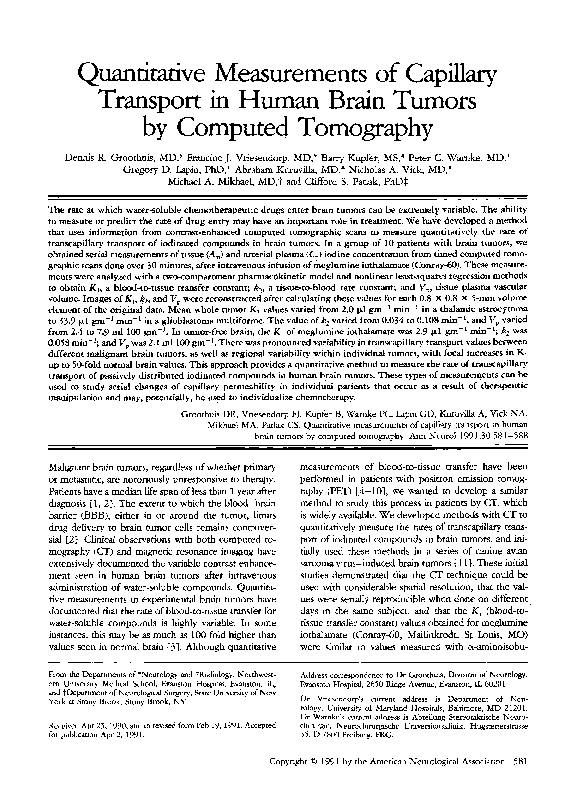 (PDF) Quantitative measurements of capillary transport in human brain ...