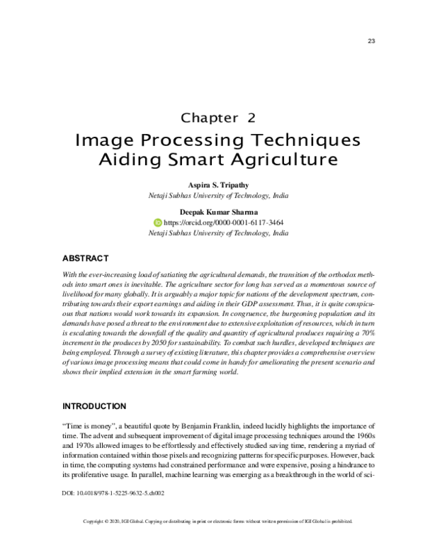 (PDF) Image Processing Techniques Aiding Smart Agriculture