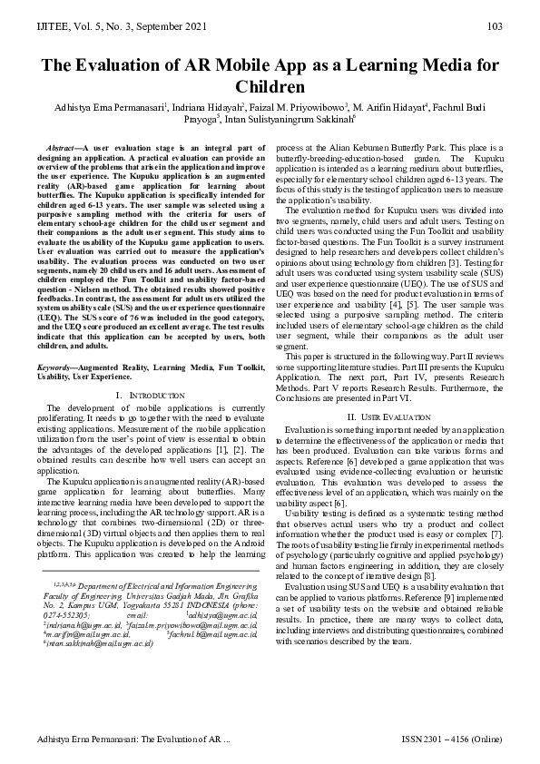 (PDF) The Evaluation of AR Mobile App as a Learning Media for Children