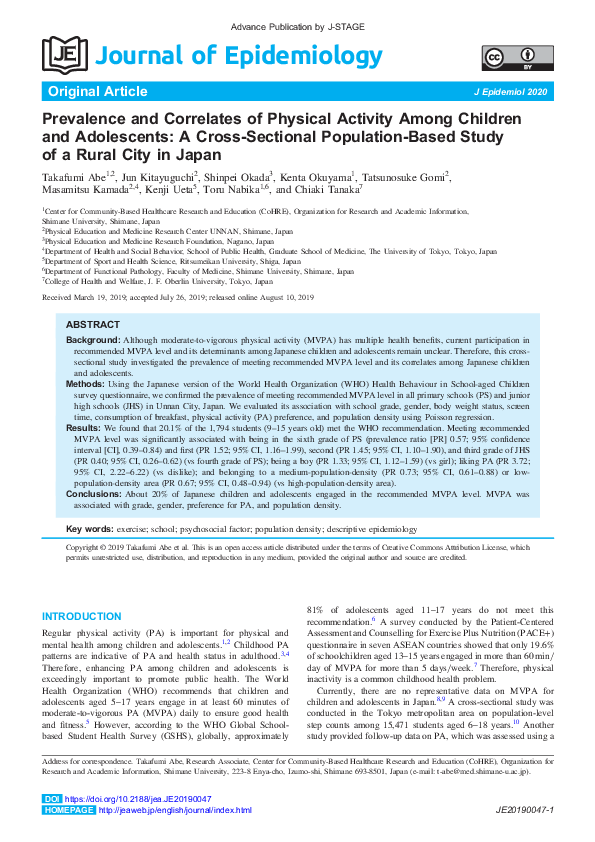 (PDF) Prevalence and Correlates of Physical Activity within On-Reserve ...