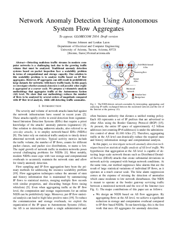 (PDF) Network anomaly detection using autonomous system flow aggregates