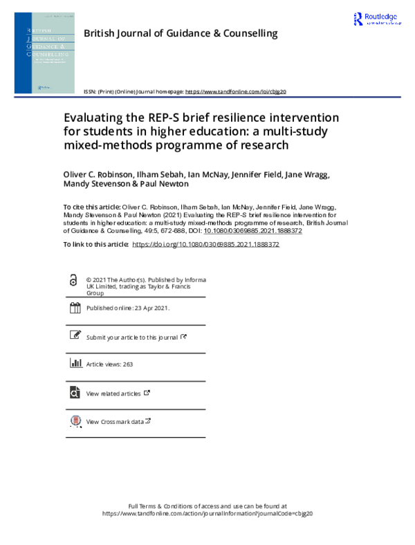 (PDF) Evaluating the REP-S brief resilience intervention for students ...