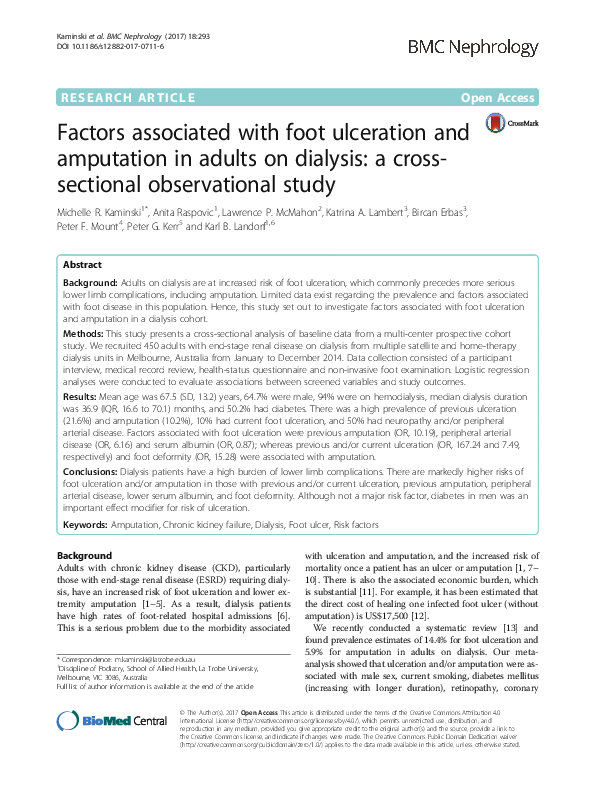 (PDF) Factors associated with foot ulceration and amputation in adults ...