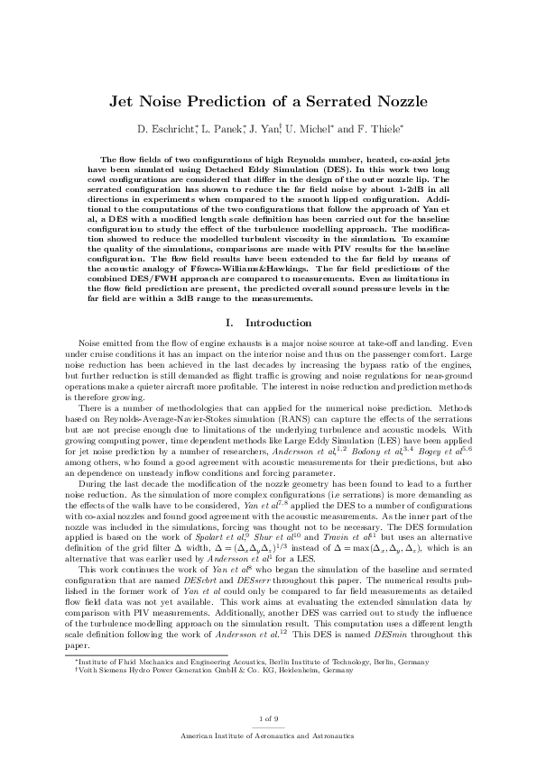 (PDF) Jet Noise Prediction of a Serrated Nozzle
