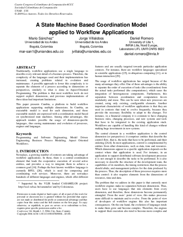 (PDF) A state machine based coordination model applied to workflow ...
