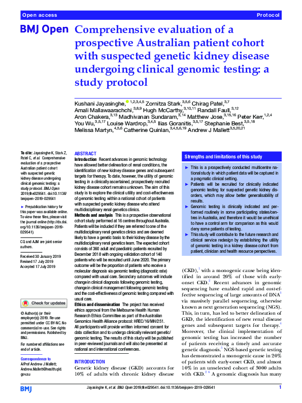 (PDF) Comprehensive evaluation of a prospective Australian patient ...