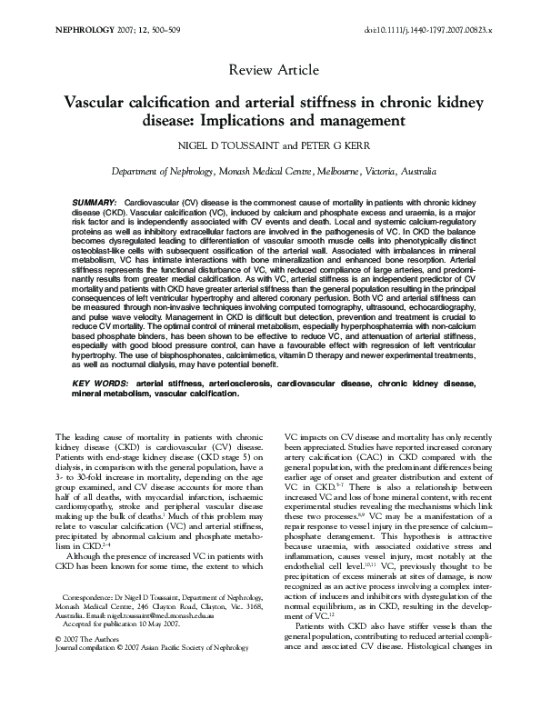 (PDF) Vascular calcification and arterial stiffness in chronic kidney ...