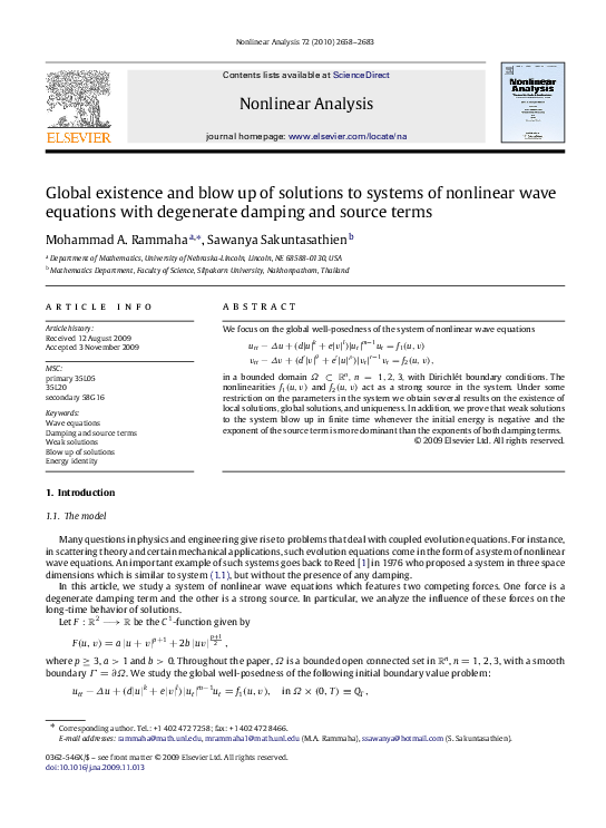 (PDF) Global existence and blow up of solutions to systems of nonlinear ...