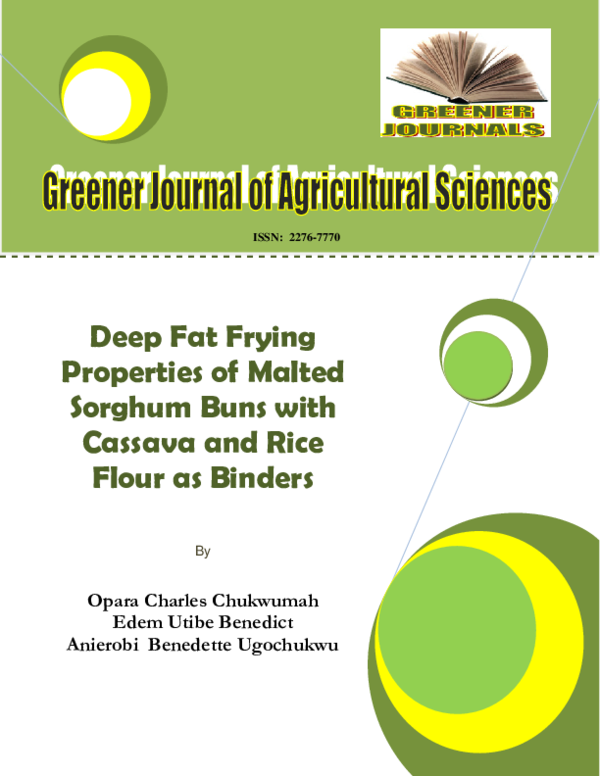 (PDF) Deep Fat Frying Properties of Malted Buns with Cassava