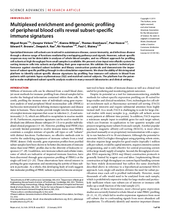 (PDF) Multiplexed enrichment and genomic profiling of peripheral blood ...