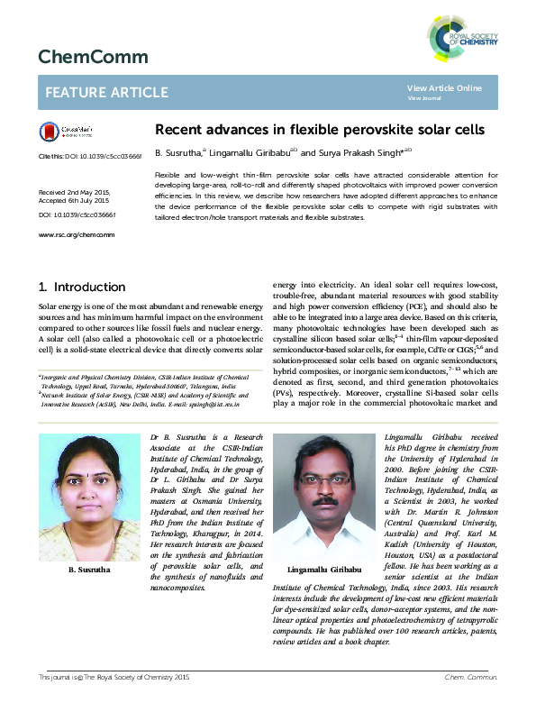 (PDF) Recent Advances in Flexible Perovskite Solar Cells