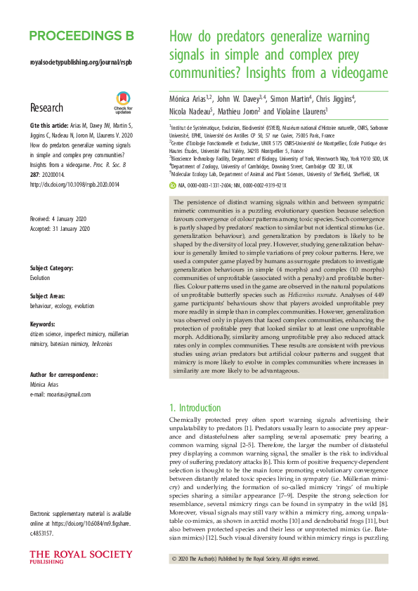 (PDF) How do predators generalize warning signals in simple and complex ...