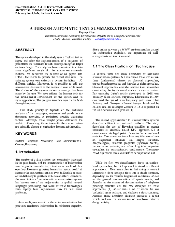 (PDF) A Turkish Automatic Text Summarization System