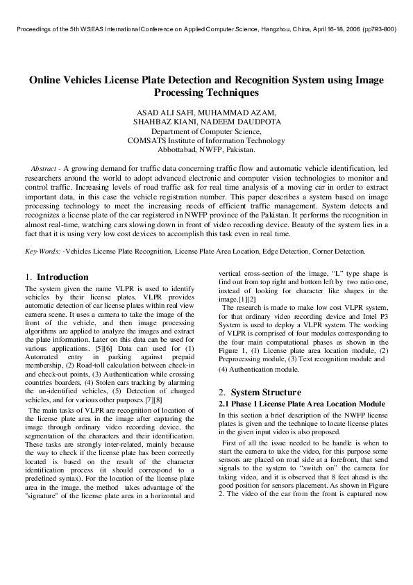 (PDF) Online vehicles license plate detection and recognition system ...
