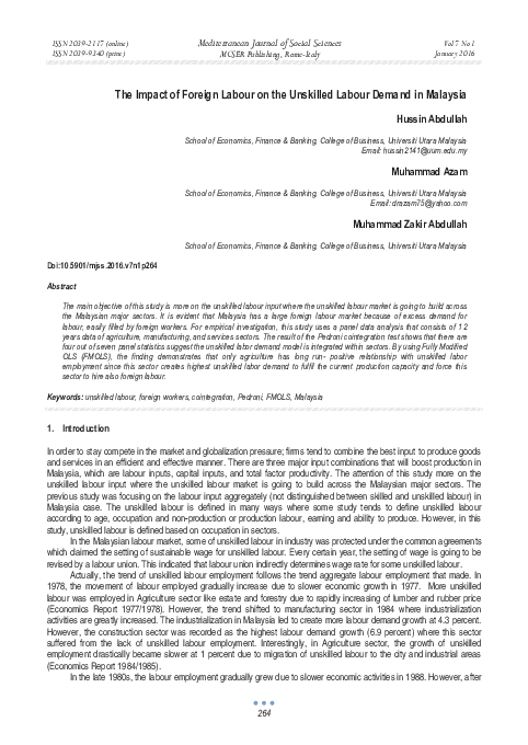 (PDF) The Impact of Foreign Labour on the Unskilled Labour Demand in ...