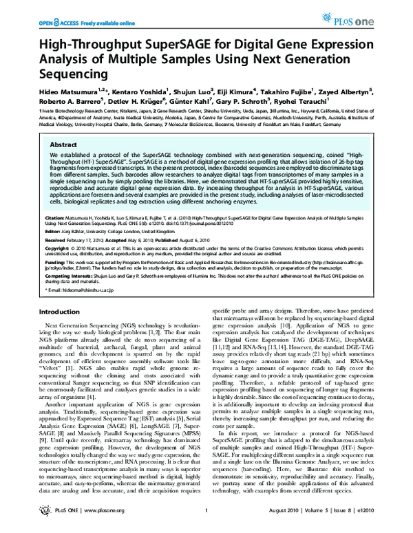 (PDF) High-Throughput SuperSAGE for Digital Gene Expression Analysis of ...