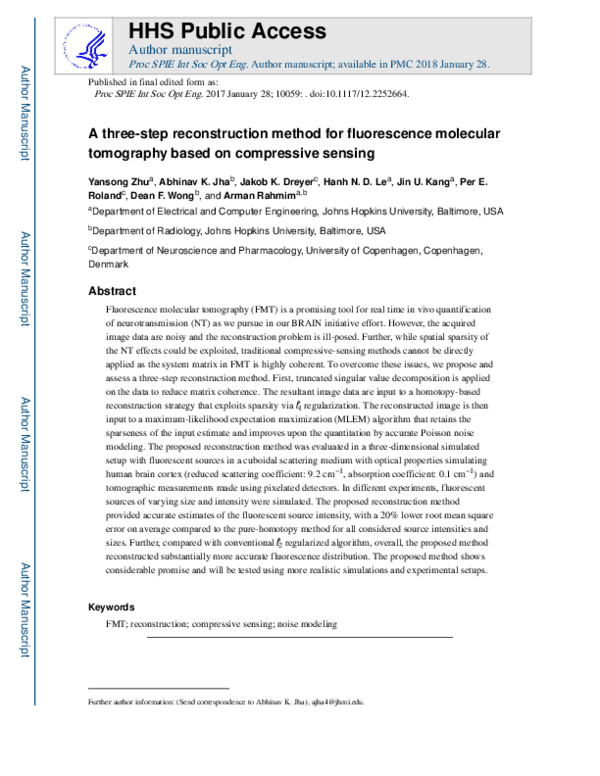 (PDF) A three-step reconstruction method for fluorescence molecular ...