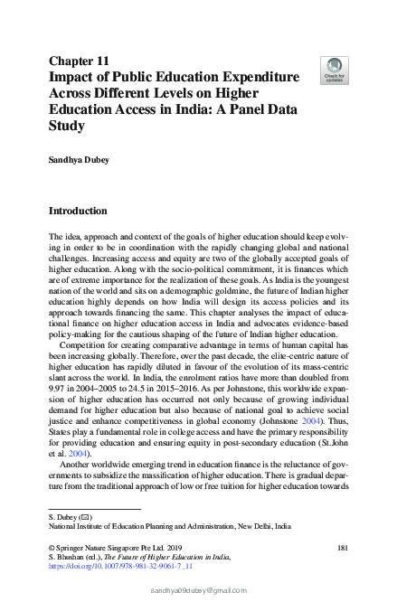 (PDF) Impact of Public Education Expenditure Across Different Levels on ...