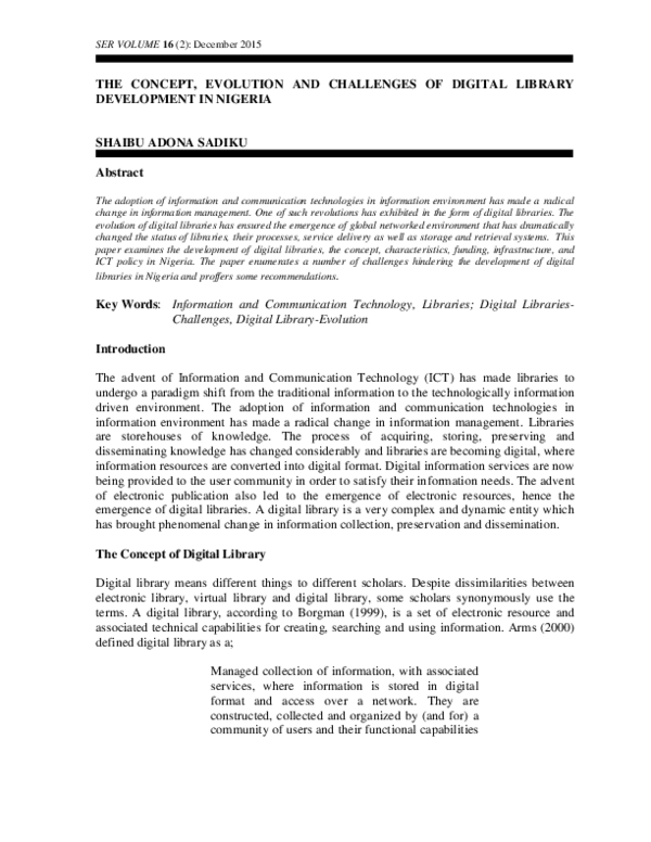 (PDF) The Concept, Evolution and Challenges of Digital Library ...