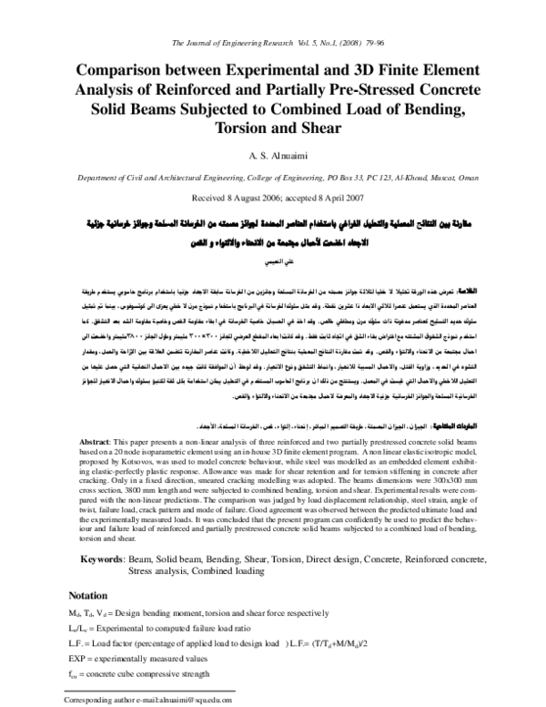 (PDF) Comparison between Experimental and 3D Finite Element Analysis of ...