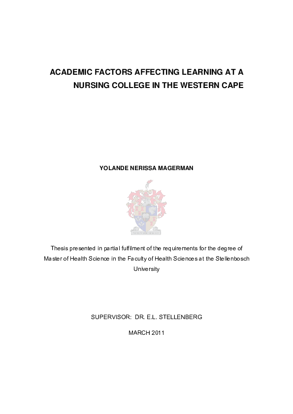 (PDF) Academic factors affecting learning at a nursing college in the ...