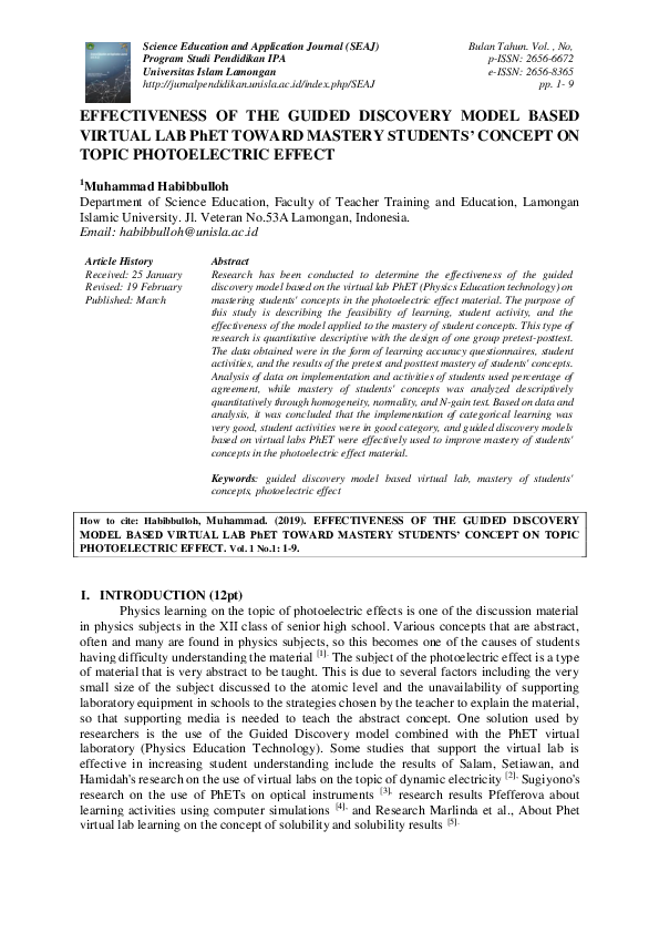 (PDF) EFFECTIVENESS OF THE GUIDED DISCOVERY MODEL BASED VIRTUAL LAB ...