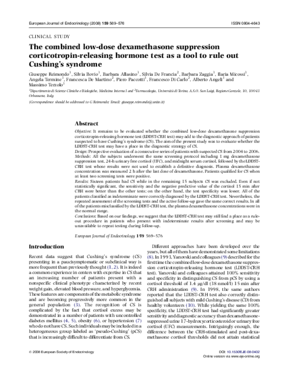 (PDF) The combined low-dose dexamethasone suppression corticotropin ...