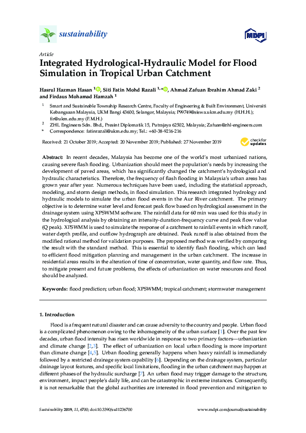 (PDF) Integrated Hydrological-Hydraulic Model for Flood Simulation in ...