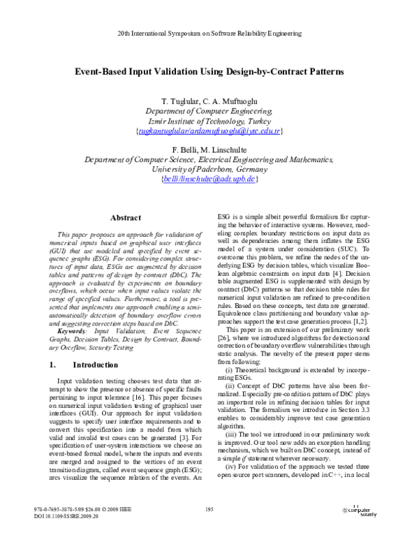 (PDF) Event-Based Input Validation Using Design-by-Contract Patterns