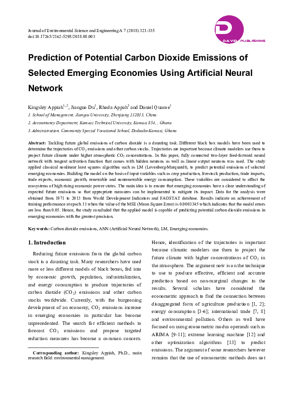 (PDF) Prediction of Potential Carbon Dioxide Emissions of Selected ...