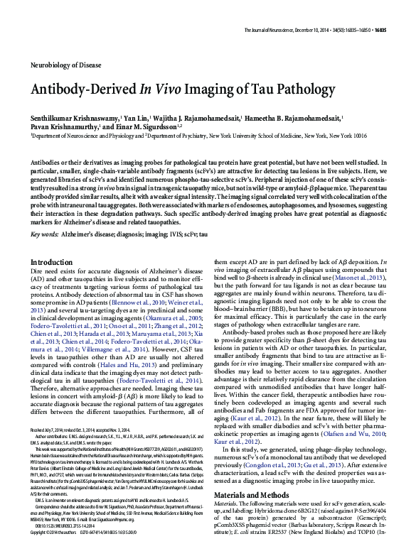 (PDF) Antibody-derived in vivo imaging of tau pathology