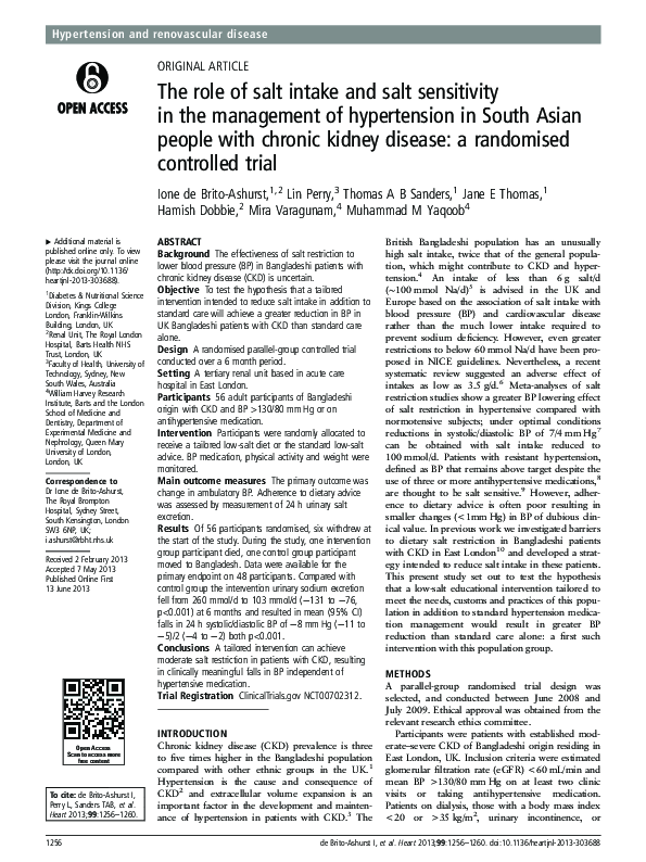 (PDF) The role of salt intake and salt sensitivity in the management of ...