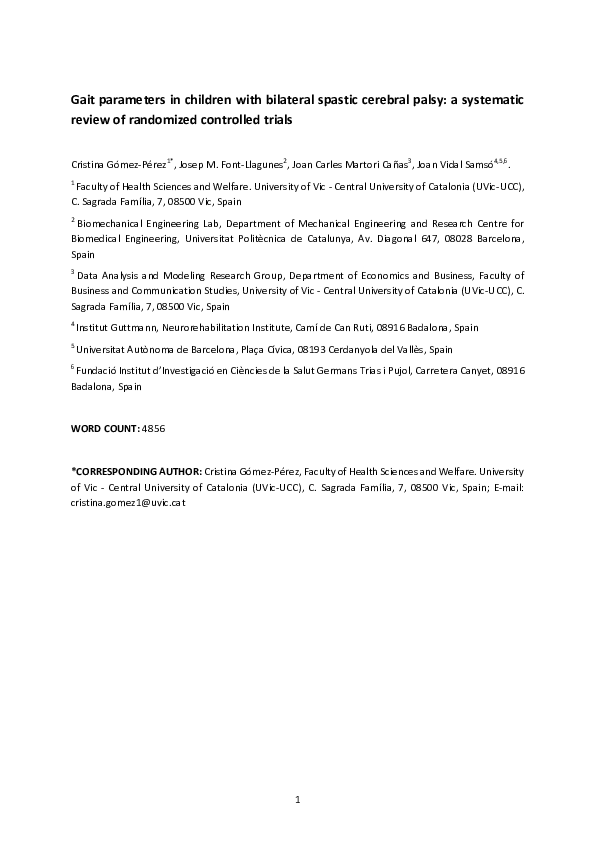 (PDF) Gait parameters in children with bilateral spastic cerebral palsy ...