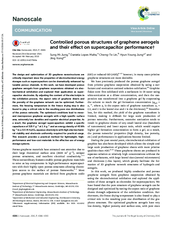 (PDF) Controlled porous structures of graphene aerogels and their ...