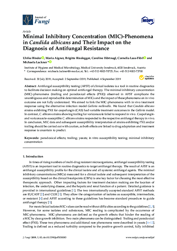 (PDF) Minimal Inhibitory Concentration (MIC)Phenomena in Candida