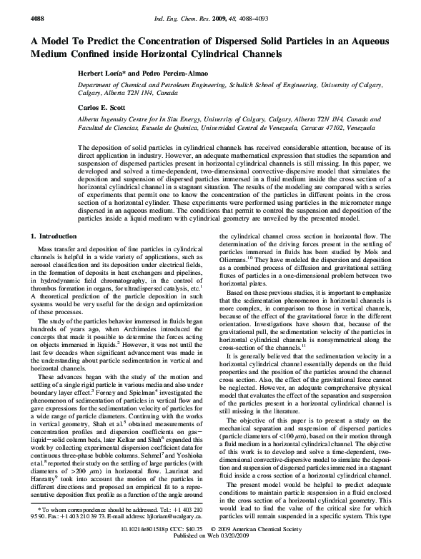 (PDF) A Model To Predict the Concentration of Dispersed Solid Particles ...