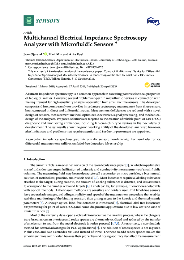 (PDF) Multichannel Electrical Impedance Spectroscopy Analyzer with ...