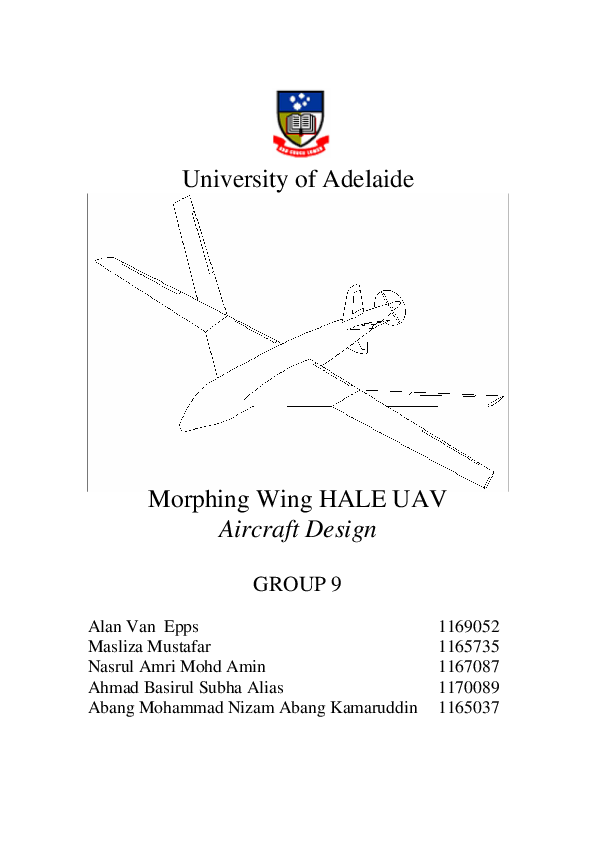 (PDF) Morphing Wing HALE UAV - Aircraft Design - University of Adelaide
