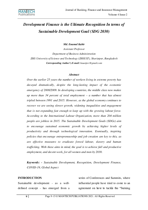 (PDF) Development Finance is the Ultimate Recognition In terms of ...