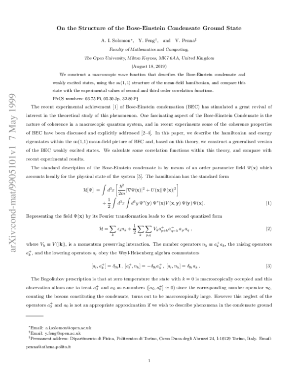 (PDF) Structure of the Bose-Einstein condensate ground state