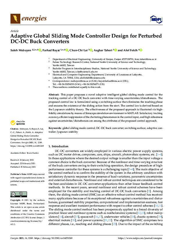 (PDF) Adaptive Global Sliding Mode Controller Design for Perturbed DC ...