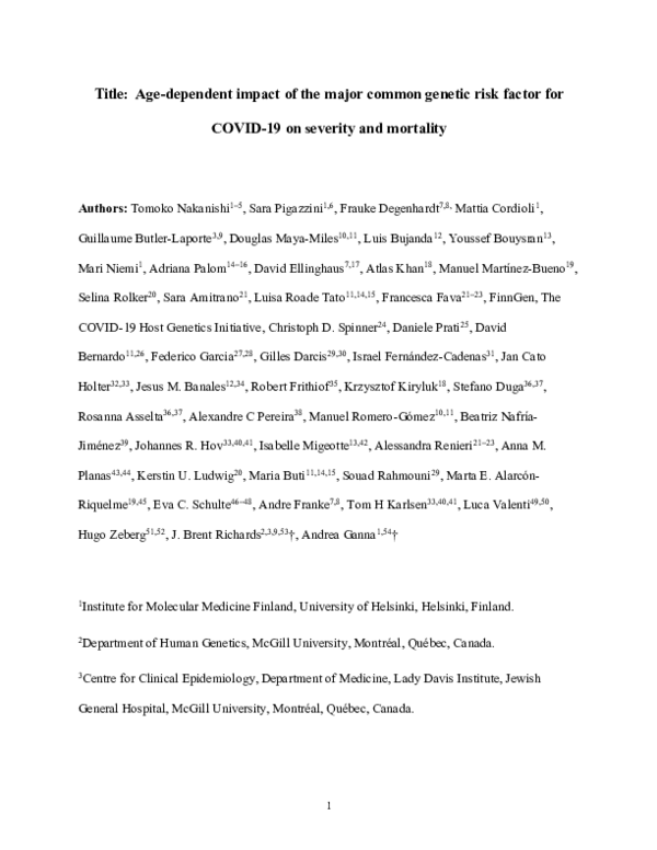 (PDF) Age-dependent impact of the major common genetic risk factor for ...