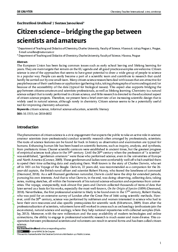 (PDF) Citizen science – bridging the gap between scientists and amateurs