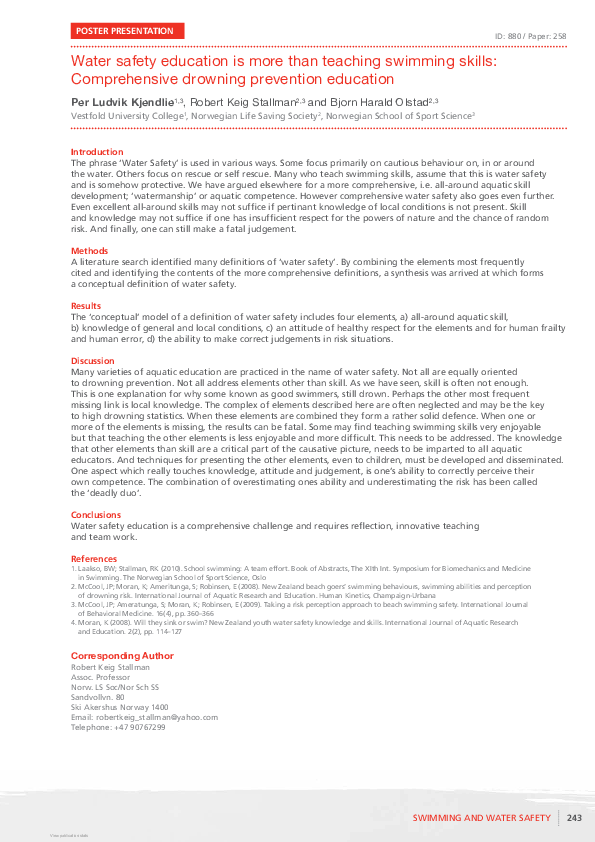 (PDF) Water safety education is more than teaching swimming skills ...