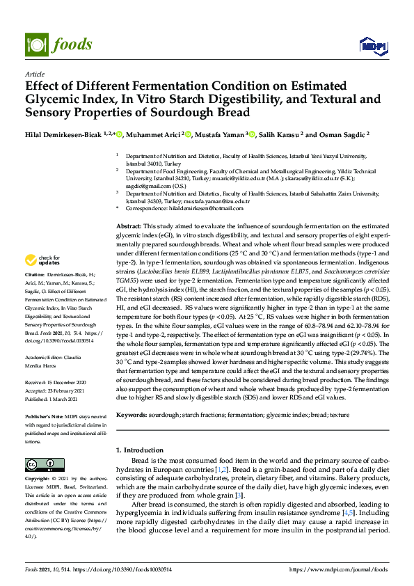 (PDF) Effect of Different Fermentation Condition on Estimated Glycemic ...