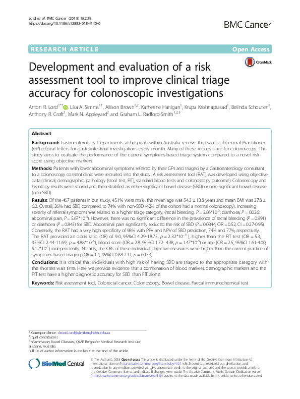 (PDF) Development and evaluation of a risk assessment tool to improve ...