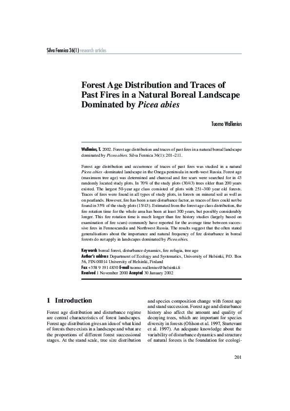 (PDF) Forest age distribution and traces of past fires in a natural ...