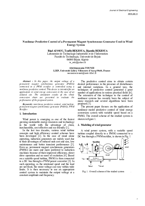 (PDF) Nonlinear Predictive Control of a Permanent Magnet Synchronous ...