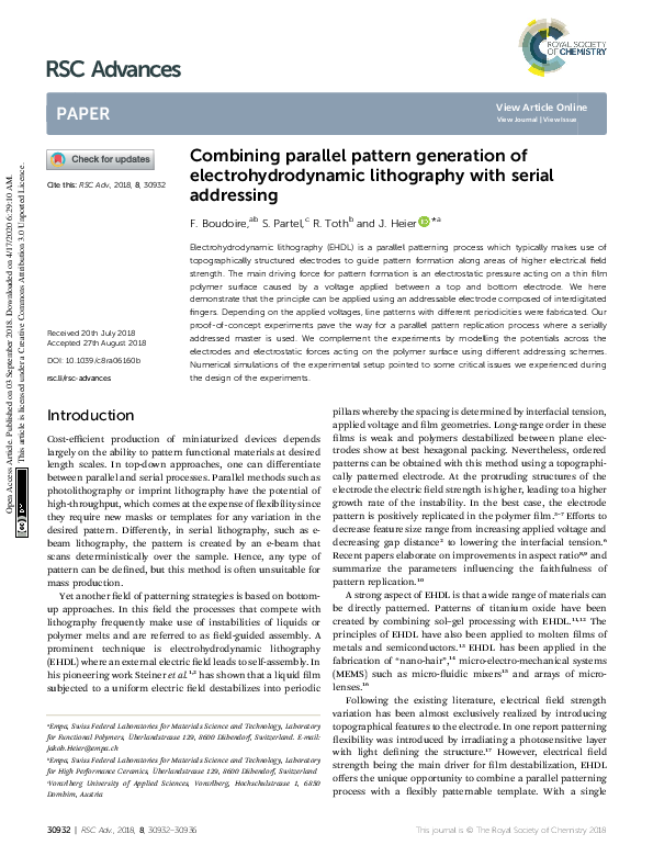 (PDF) Combining parallel pattern generation of electrohydrodynamic ...